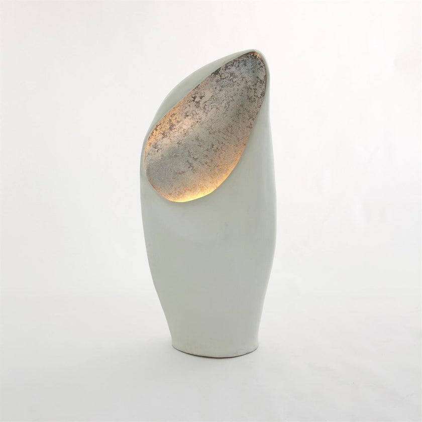 Global Views White Silver Leaf Large Cowl Lamp