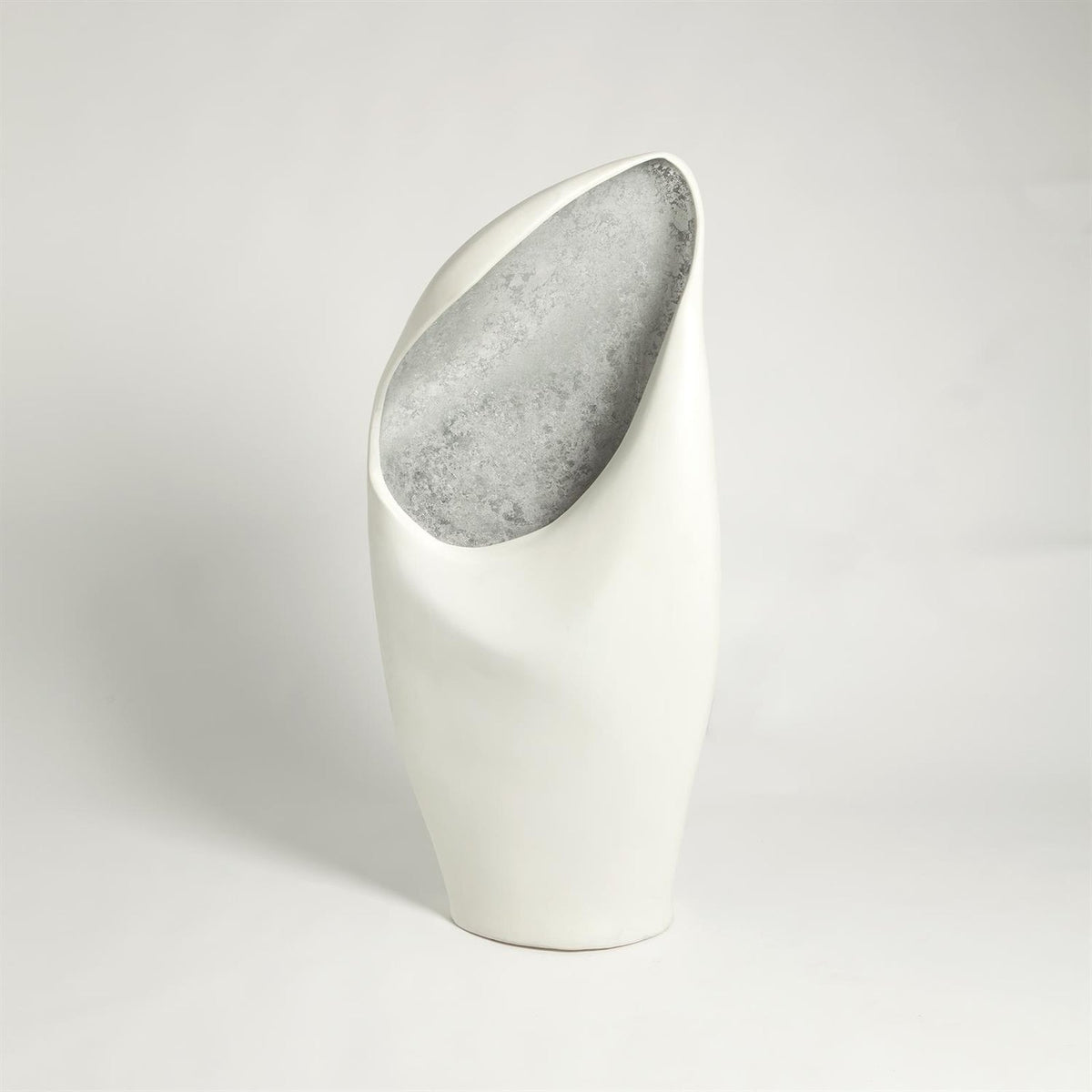 Global Views White Silver Leaf Large Cowl Lamp