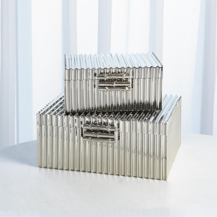 Global Views Corrugated Bamboo Box-Nickel