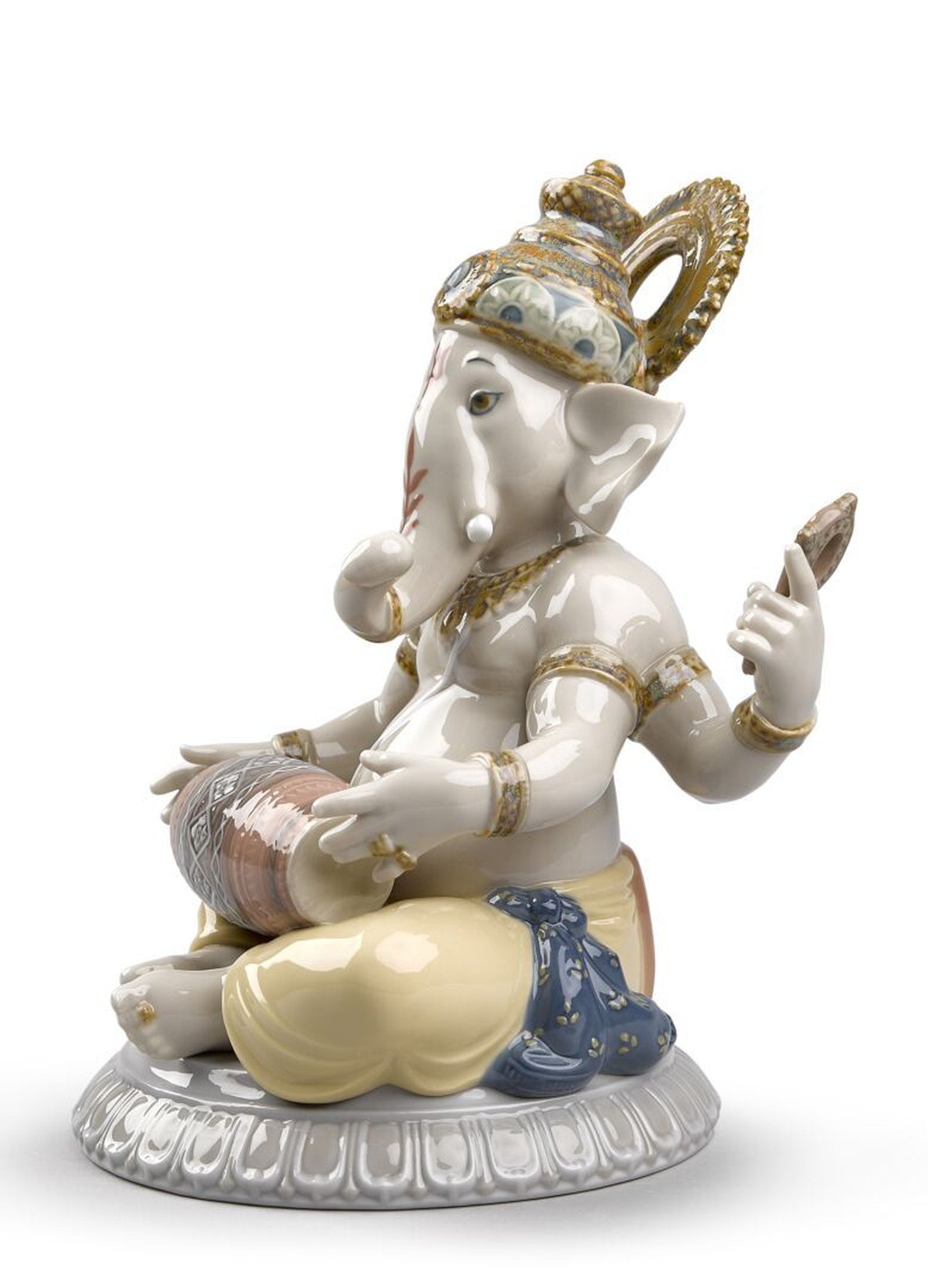 Lladro Mridangam Ganesha Figurine