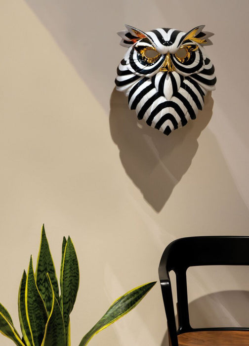 Lladro Owl Mask Black and Gold