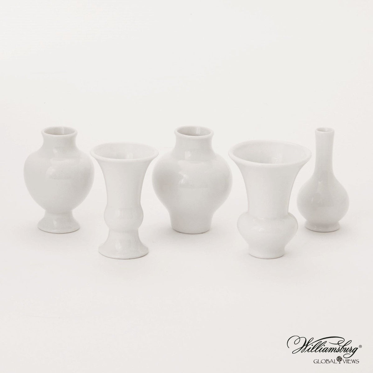 Global Views Matte Black Set of 5 Mini Chinoise Vases