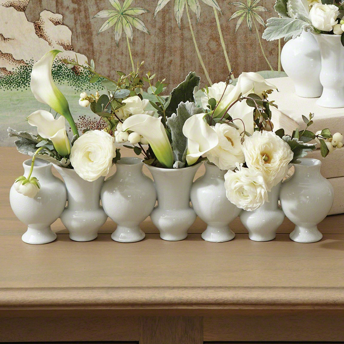 Global Views White Crackle Chinoise Linear Bud Vase