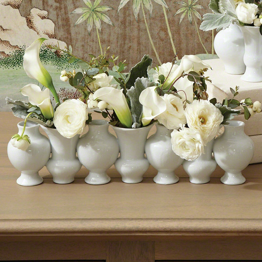 Global Views White Crackle Chinoise Linear Bud Vase