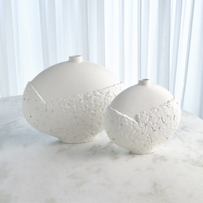 Global Views Asymmetrical Stipple Vase-Matte White