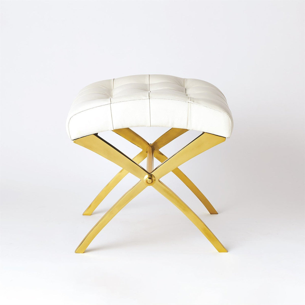 Global Views Nickle Grey Leather Scarlet Stool