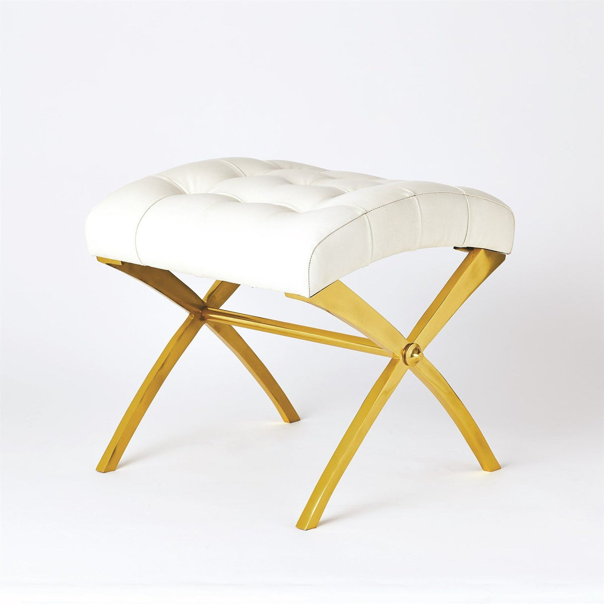 Global Views Nickle Grey Leather Scarlet Stool
