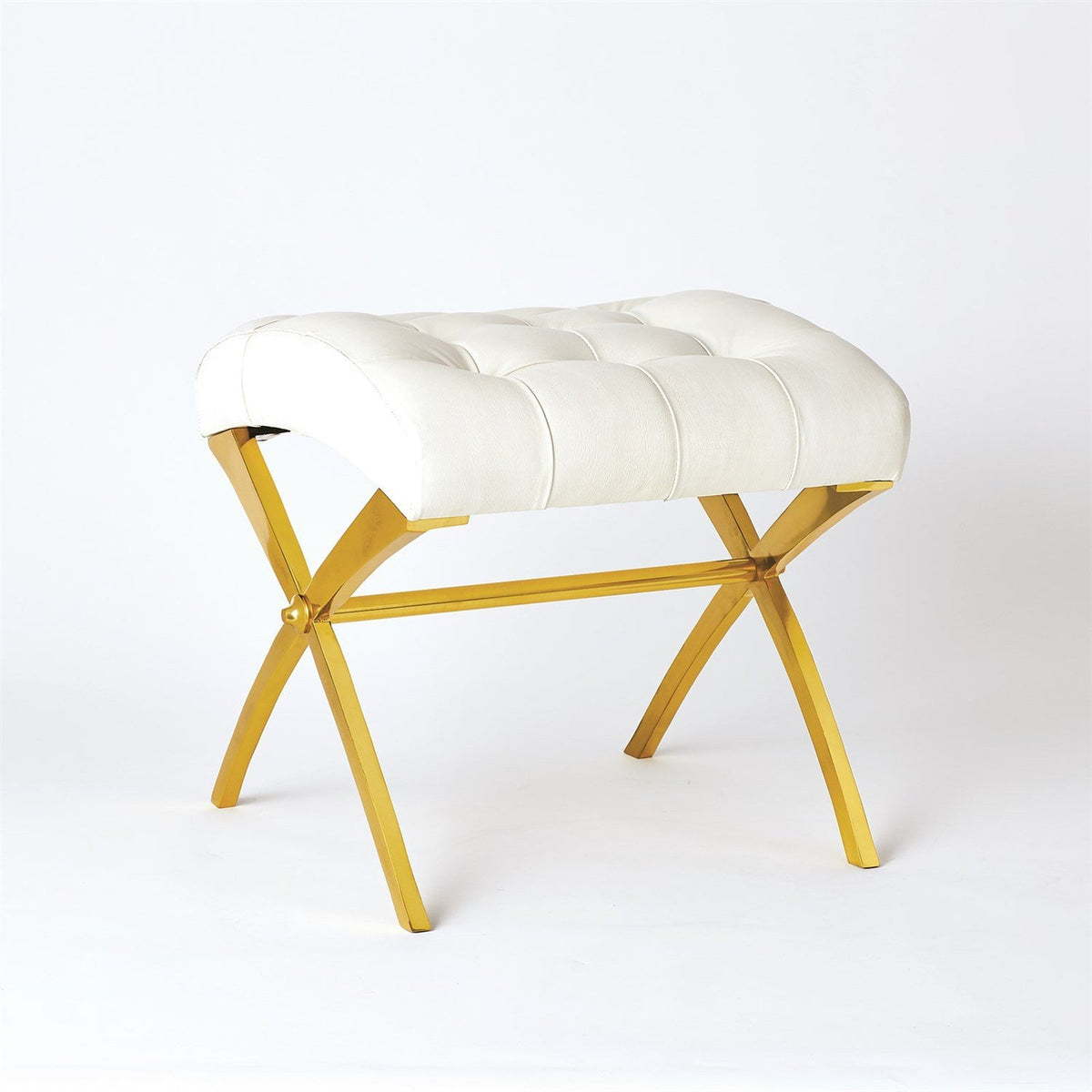 Global Views Nickle Grey Leather Scarlet Stool
