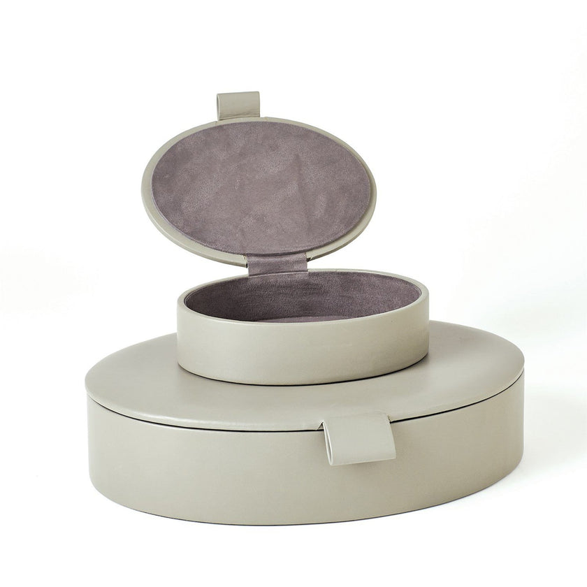 Global Views Signature Oval Leather Box