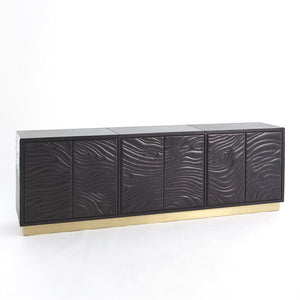 Global Views Charcoal Leather Forest Long Cabinet