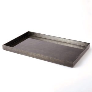 Global Views Gunmetal Silver Leaf Rectangle Tray