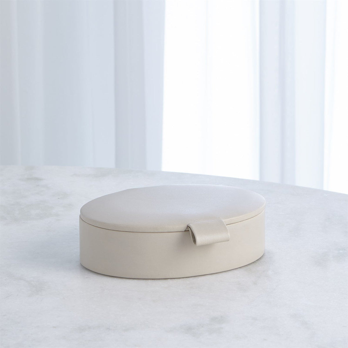 Global Views Signature Oval Leather Box