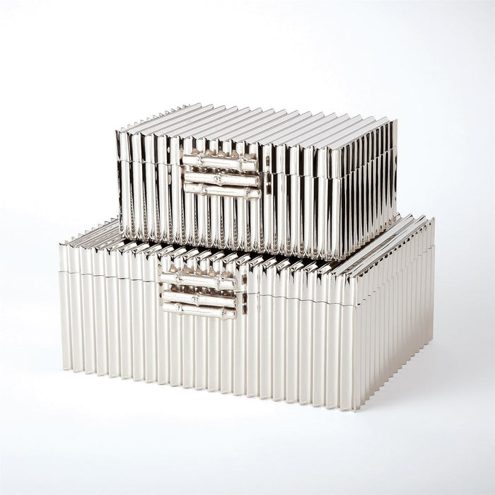 Global Views Corrugated Bamboo Box-Nickel