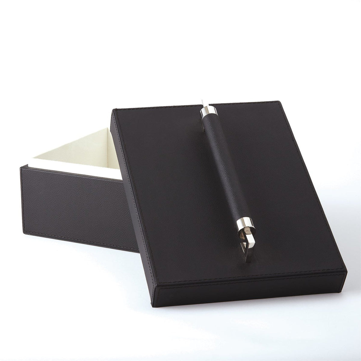 Global Views Wrapped Leather Handle Box