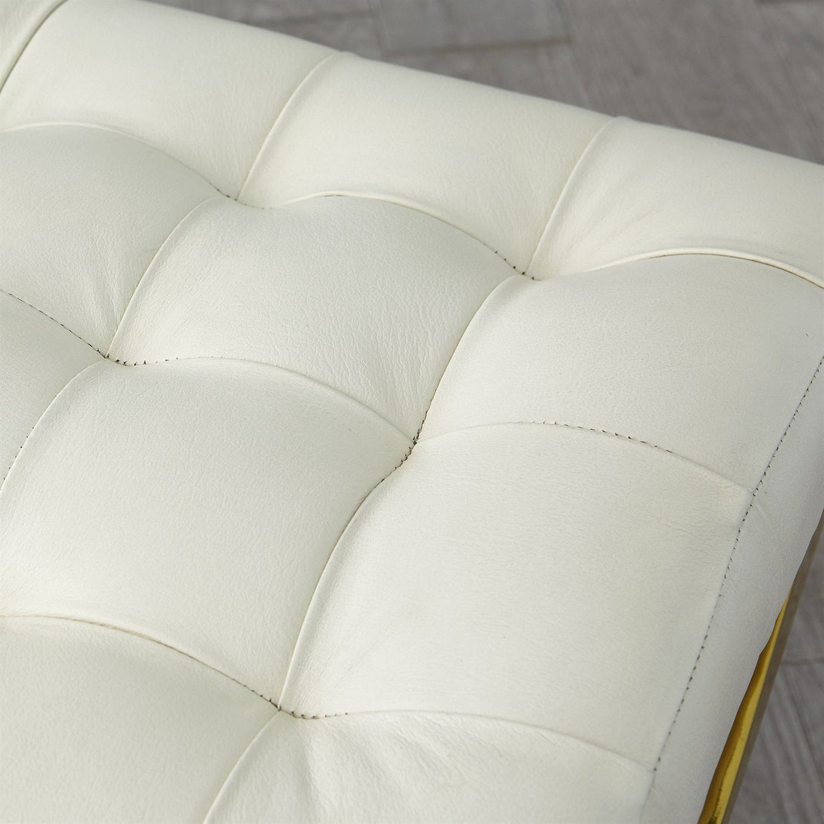 Global Views Nickle Grey Leather Scarlet Stool