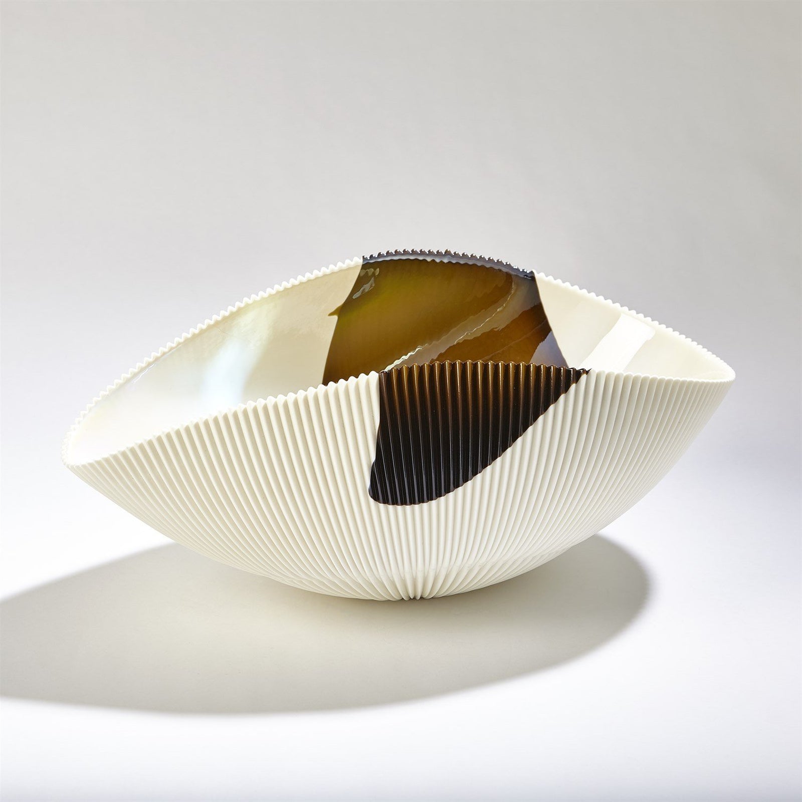 Global Views Pleated Bowl-Bronze Stripe