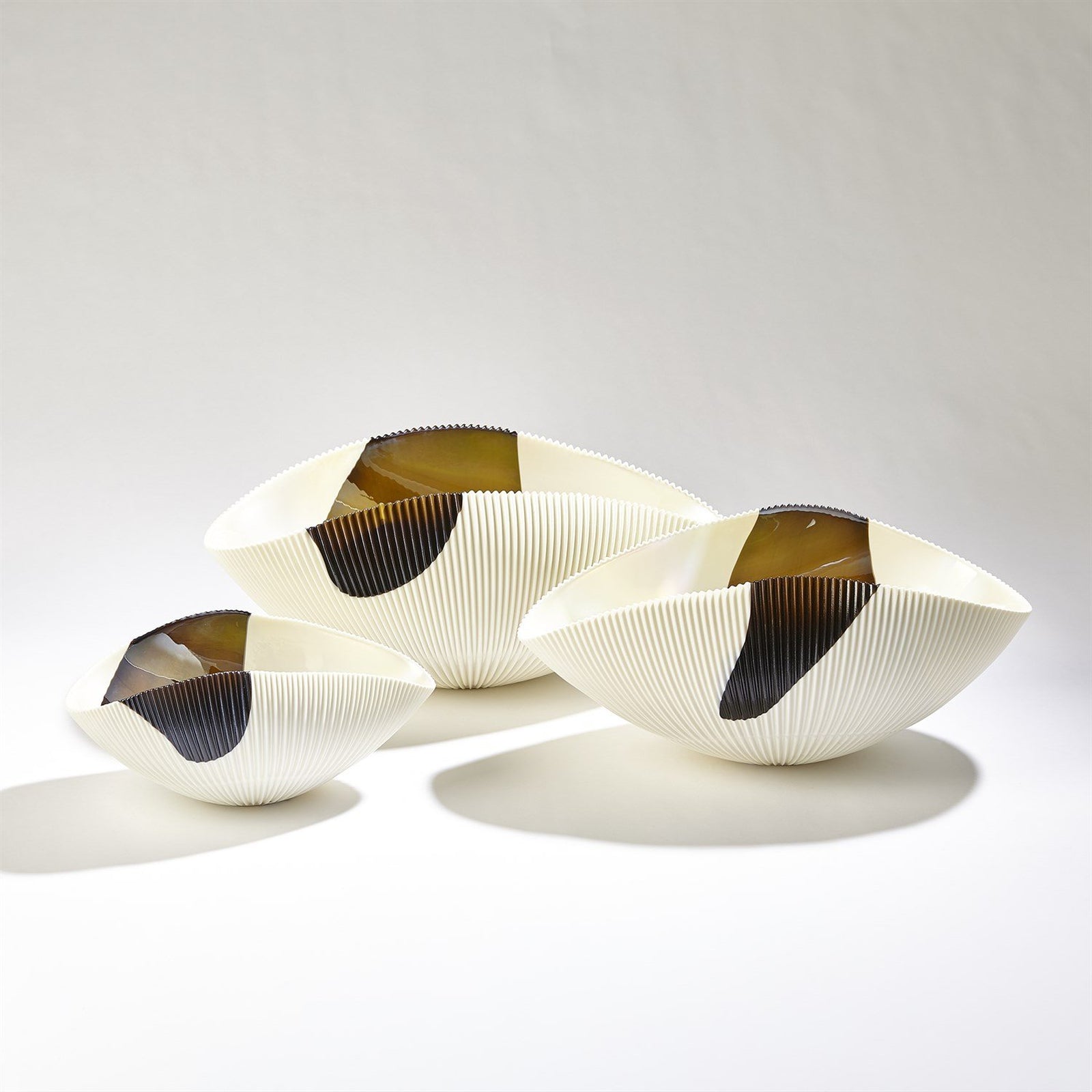 Global Views Pleated Bowl-Bronze Stripe