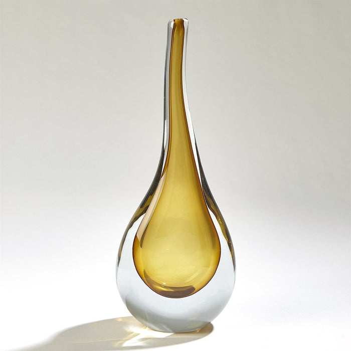 Global Views Stretched Neck Vase-Amber