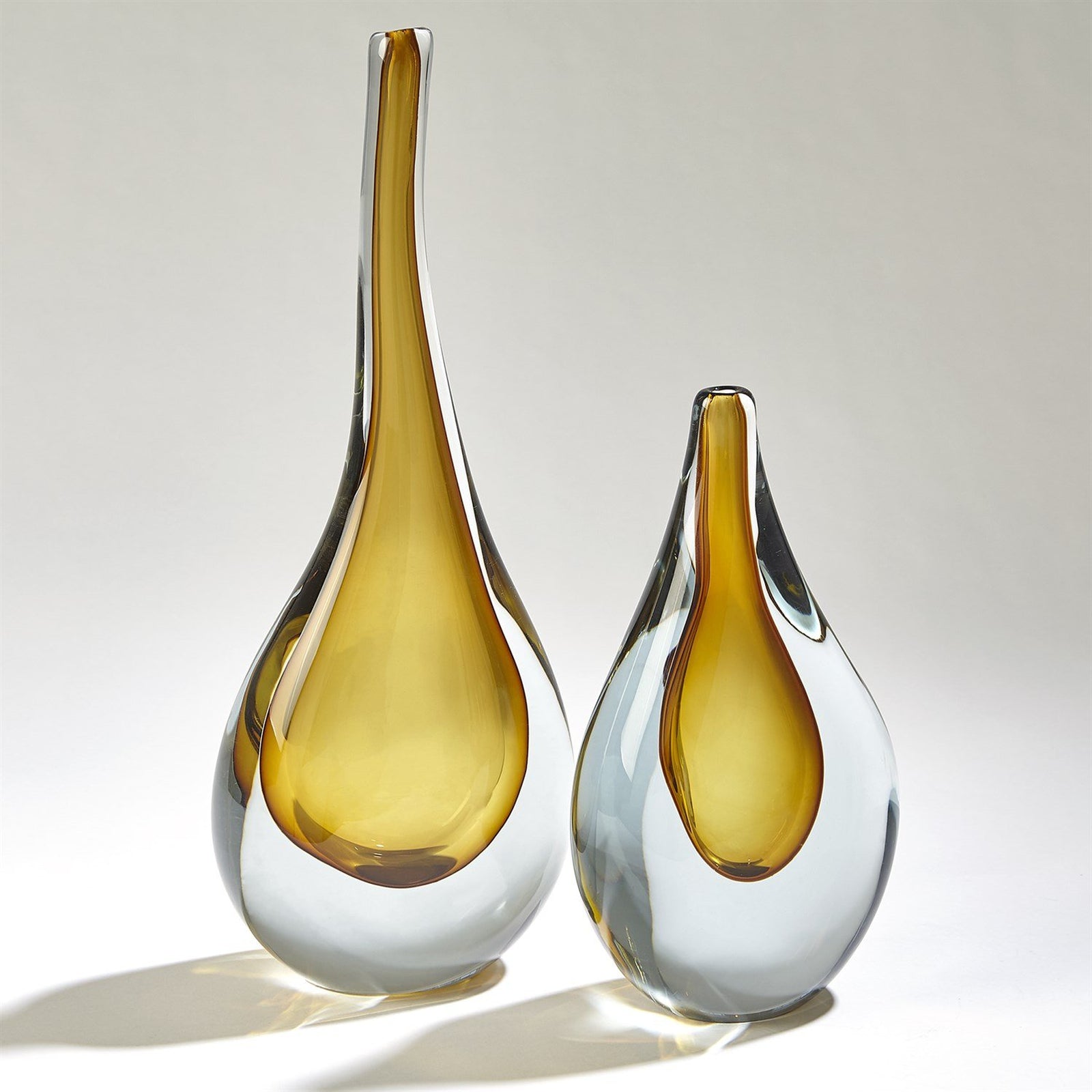Global Views Stretched Neck Vase-Amber