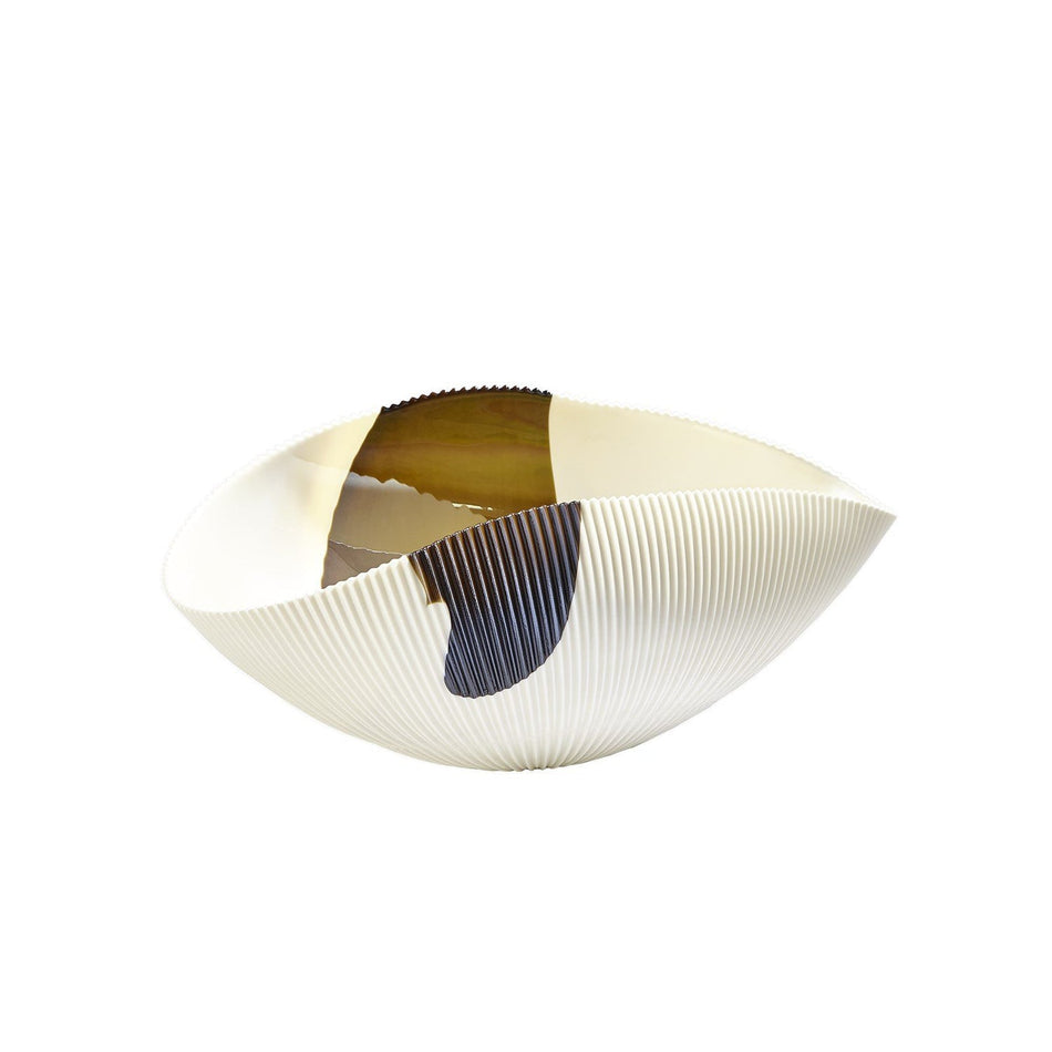Global Views Pleated Bowl-Bronze Stripe