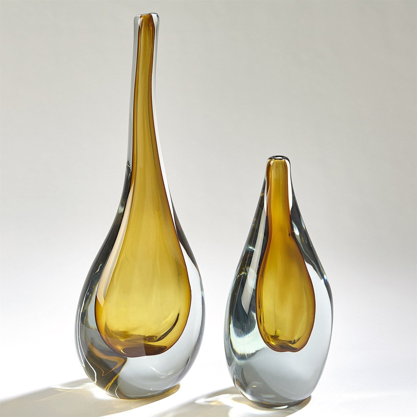 Global Views Stretched Neck Vase-Amber