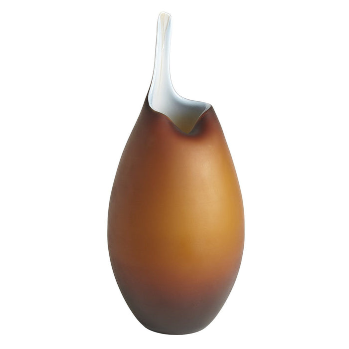 Global Views Frosted Amber Vase W/Blue Casing