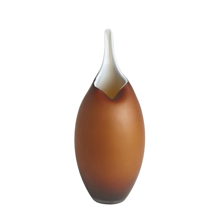 Global Views Frosted Amber Vase W/Blue Casing