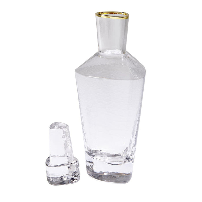 Global Views Hammered Decanter-Clear W/Gold Rim