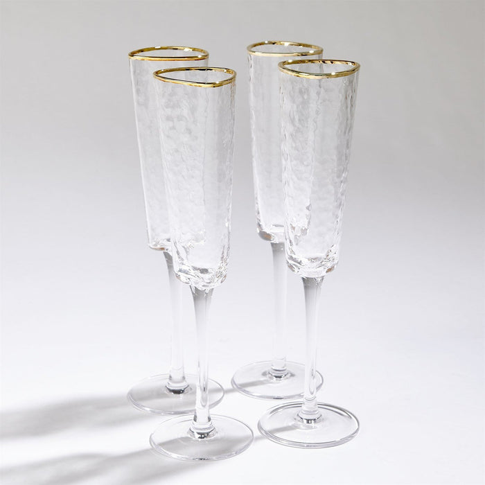 Global Views Hammered Champagne Glasses - Set of 4