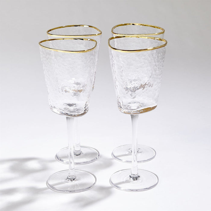 Global Views Hammered Footed Wine Glasses - Set of 4