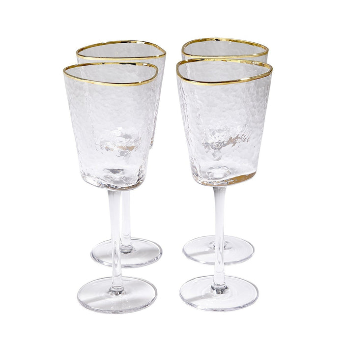 Global Views Hammered Footed Wine Glasses - Set of 4