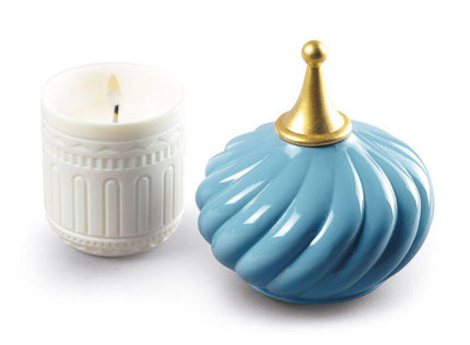 Lladro Turquoise Spire Candle 1001 Lights Unbreakable Spirit Scent