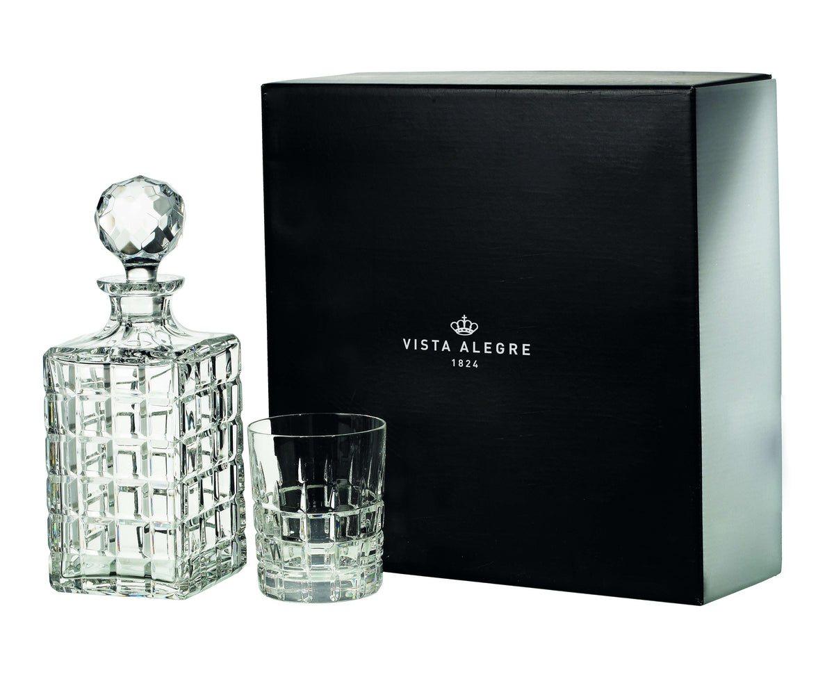 Vista Alegre Helsinky Case with Whisky Decanter and 4 Old Fashion By Gerald Gulotta