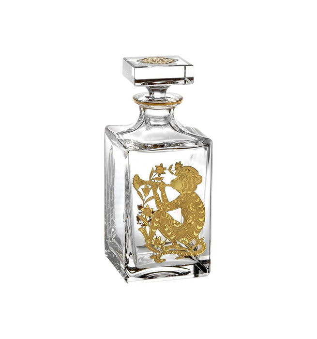 Vista Alegre Golden Whisky Decanter with Gold Monkey