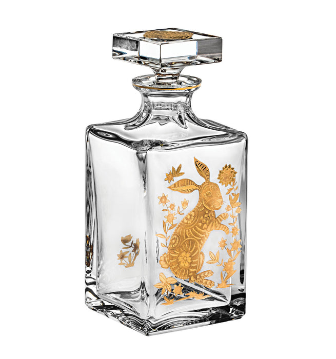 Vista Alegre Golden Whisky Decanter with Gold Rabbit