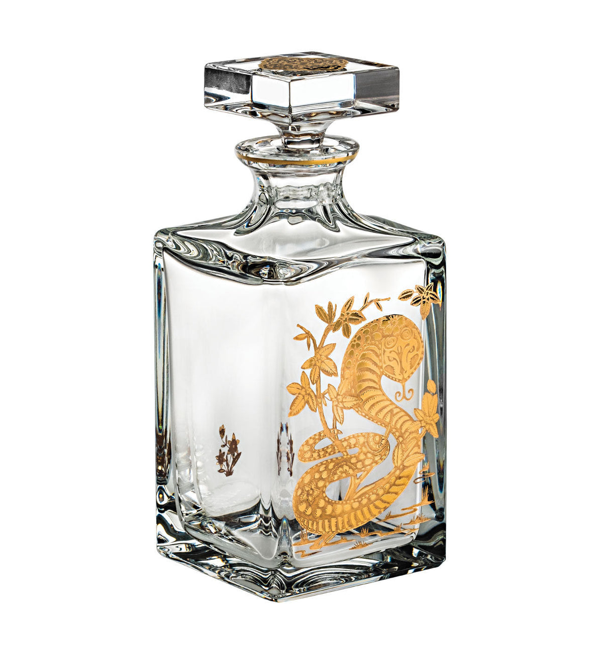 Vista Alegre Golden Whisky Decanter with Gold Snake