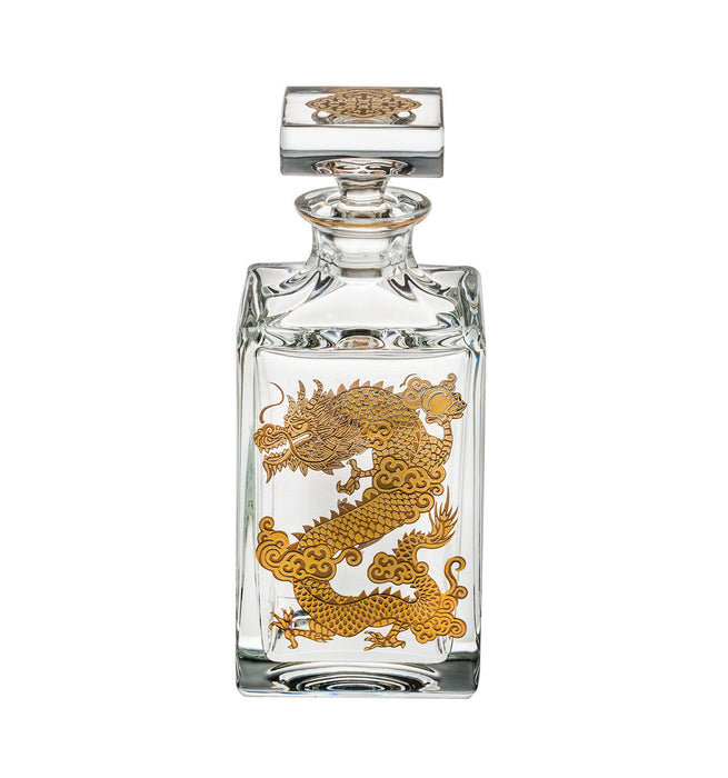 Vista Alegre Golden Whisky Decanter with Gold Dragon