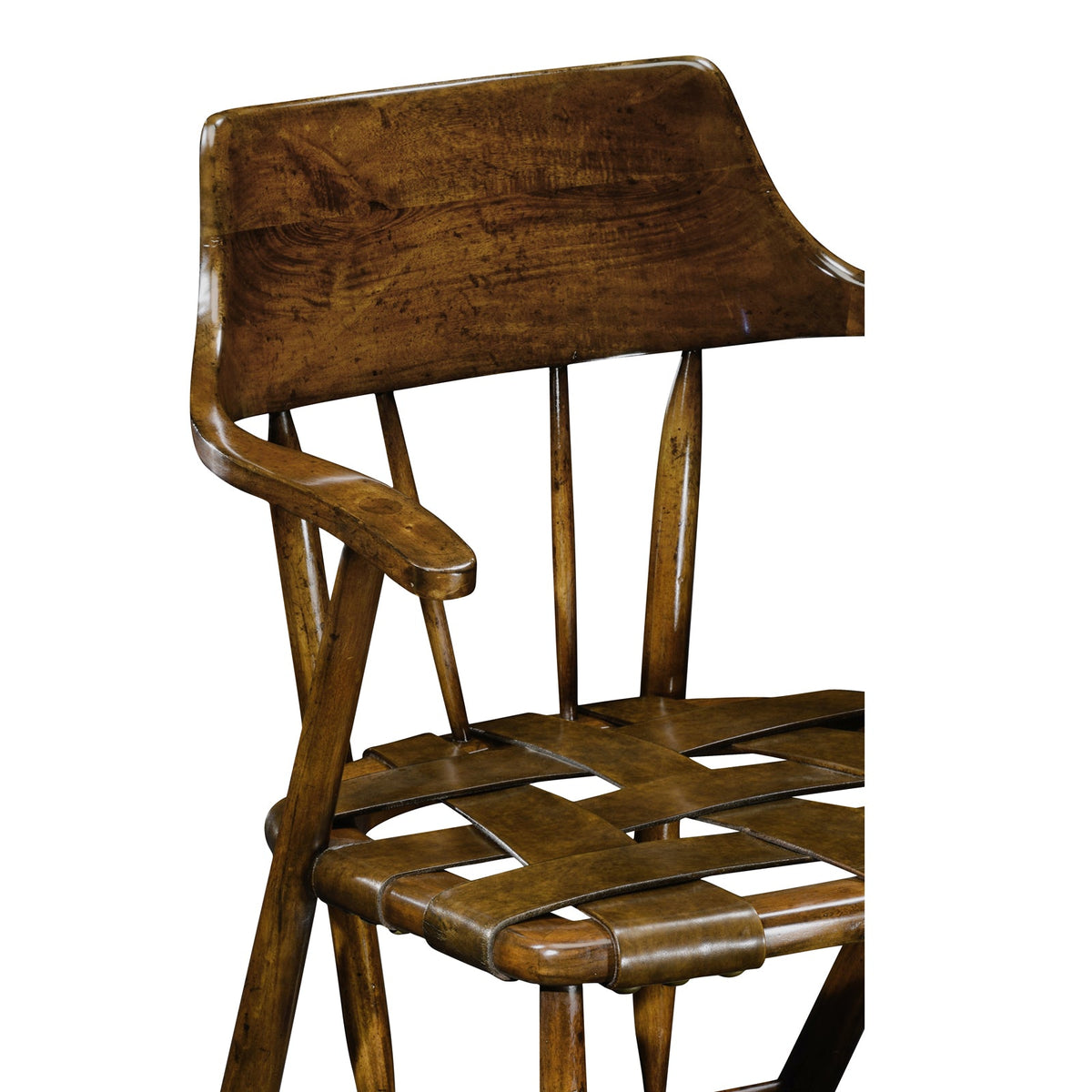 Jonathan Charles Curated Walnut Smokers Armchair with Leather Seat