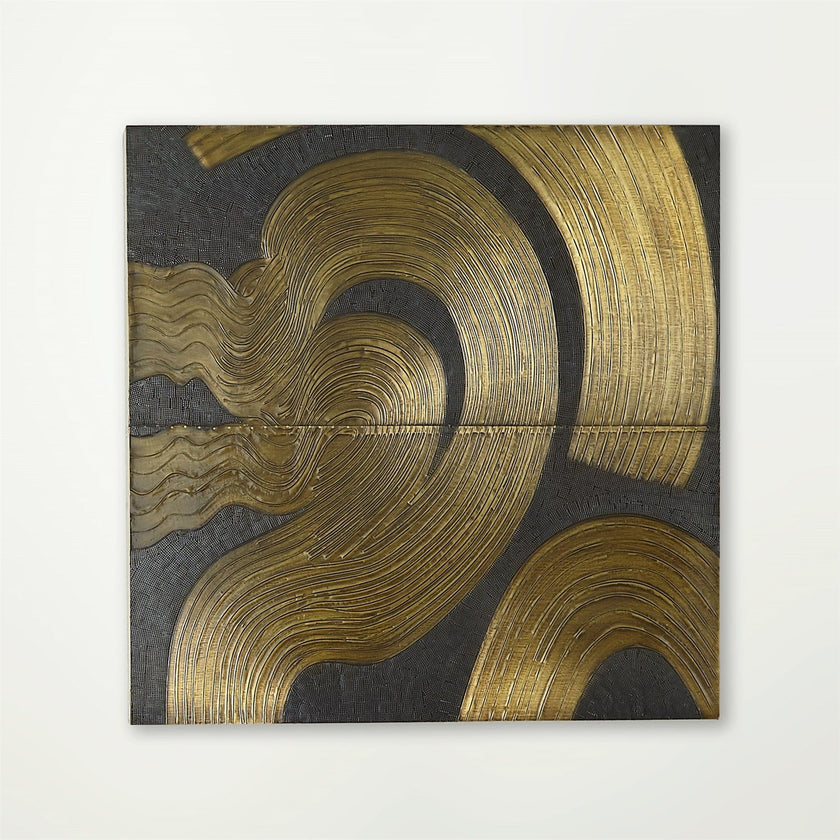 Global Views Brass Bronze Currents Wall Panel