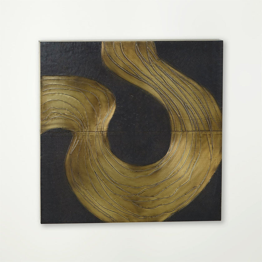 Global Views Brass Bronze Currents Wall Panel