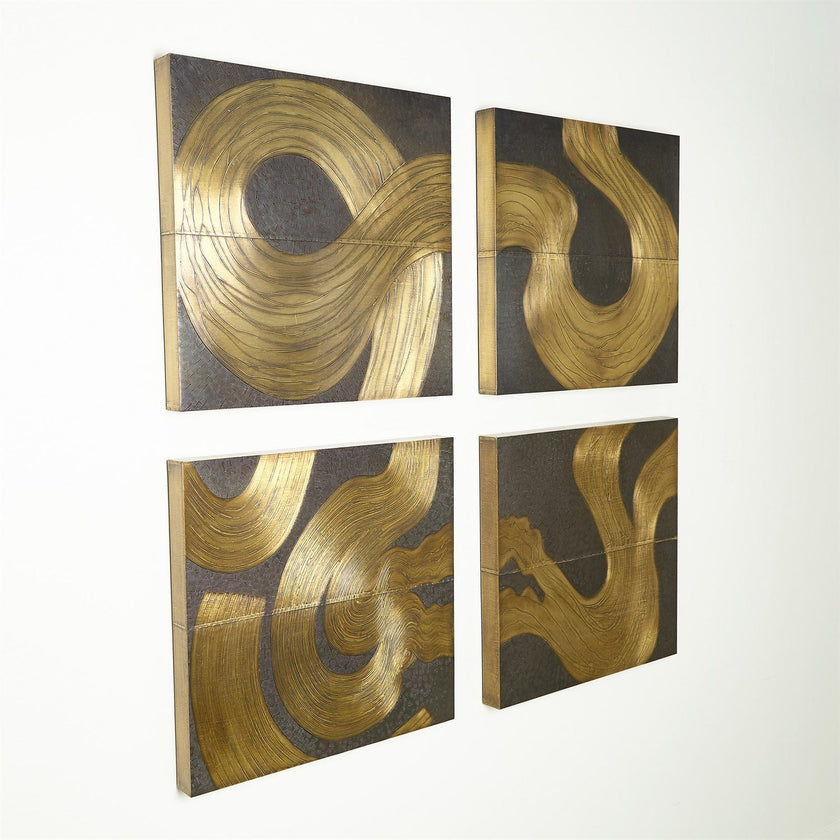 Global Views Brass Bronze Currents Wall Panel