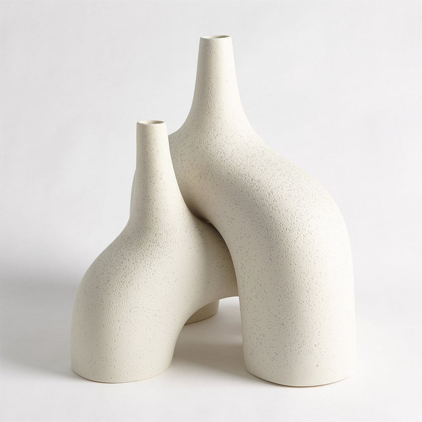 Global Views Cream Stone Stretch Vase