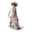 Lladro Wheelbarrow with Flowers Boy Figurine