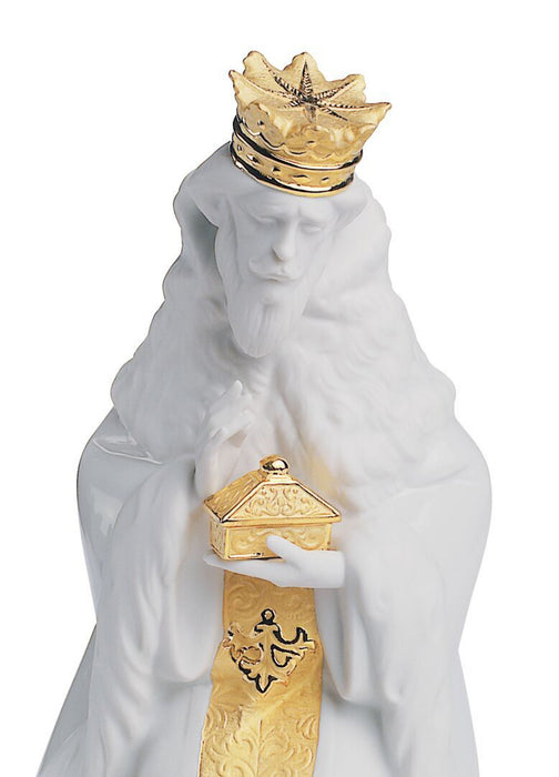 Lladro King Gaspar Nativity Figurine Golden Lustre