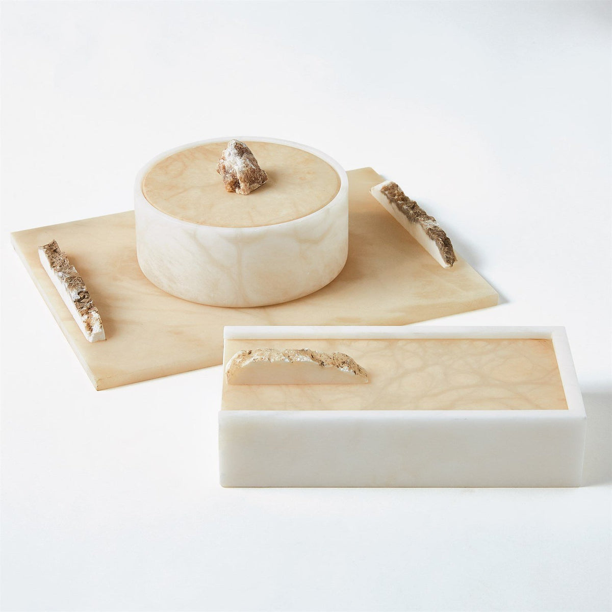 Global Views Alabaster Rock Finial Box