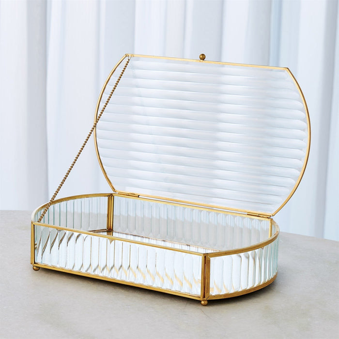 Global Views Reeded Glass Oval Box