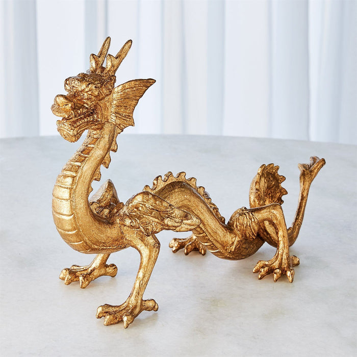 Global Views Standing Dragon-Gold Leaf