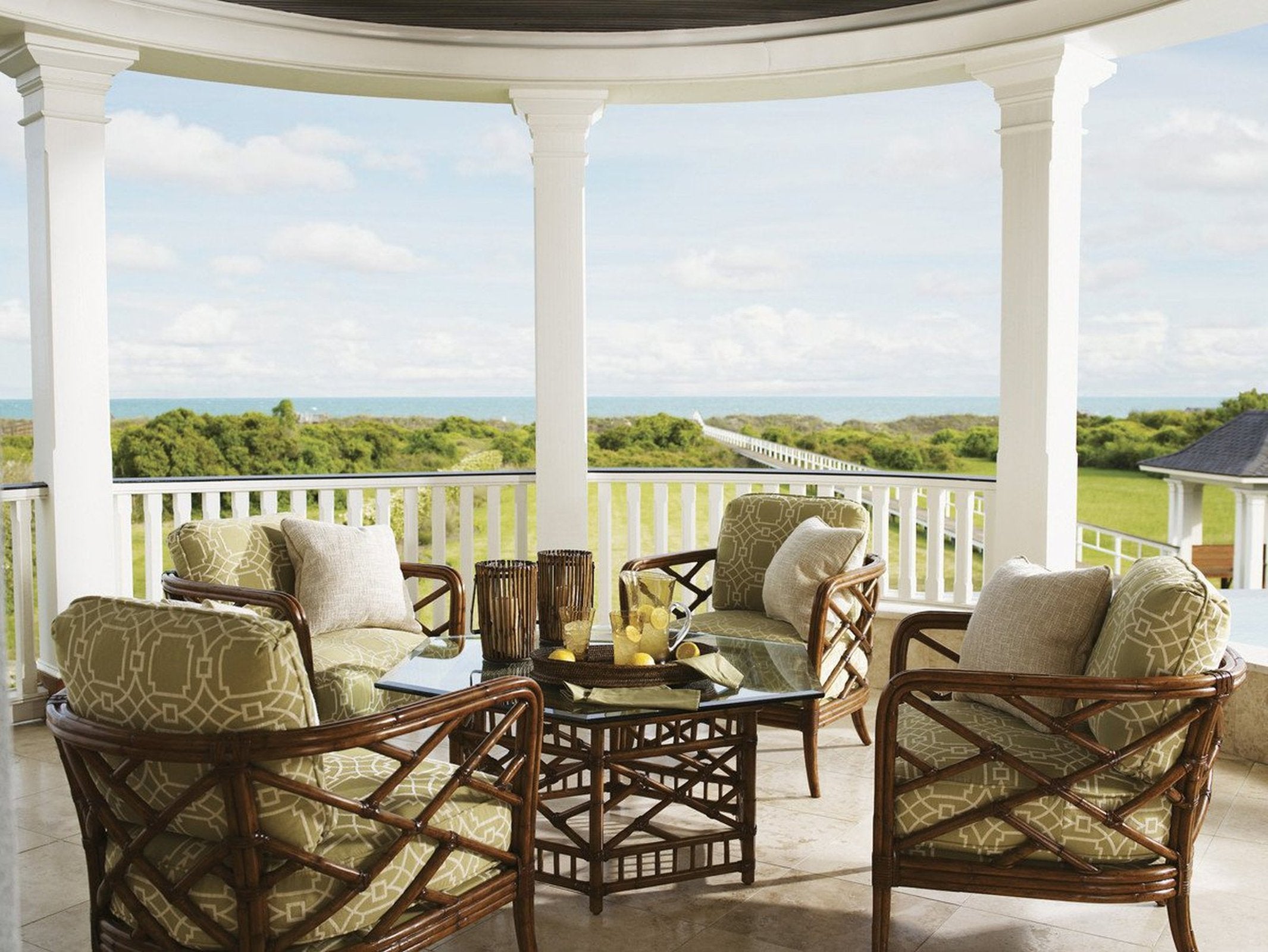 Tommy Bahama Home Island Estate Key Largo Cocktail Table With Glass Top