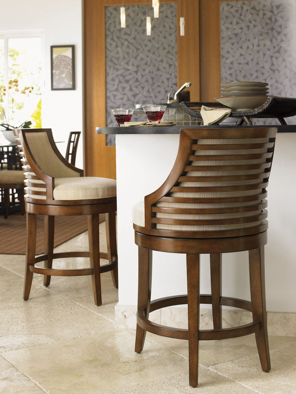 Tommy Bahama Home Ocean Club Cabana Swivel Counter Stool Customizable