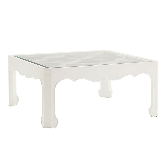 Tommy Bahama Home Ivory Key Cassava Cocktail Table With Glass Insert